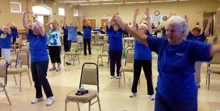Older women exercising in group